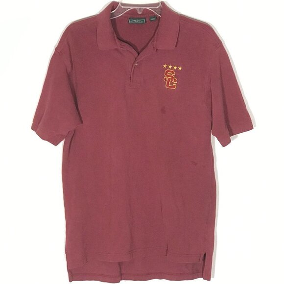 USC College Sports Athletic Red Polo Tee Shirt L - Picture 6 of 8